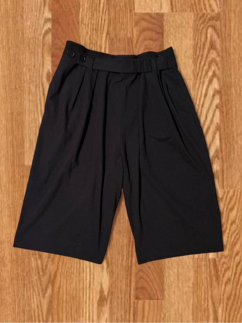 COS Black Pleated Long Shorts With Adjustable Belt
